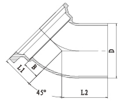 B型45度單承彎頭結(jié)構(gòu)圖