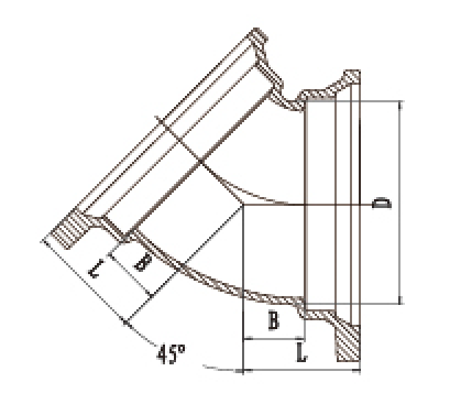 B型45度彎頭結(jié)構(gòu)圖